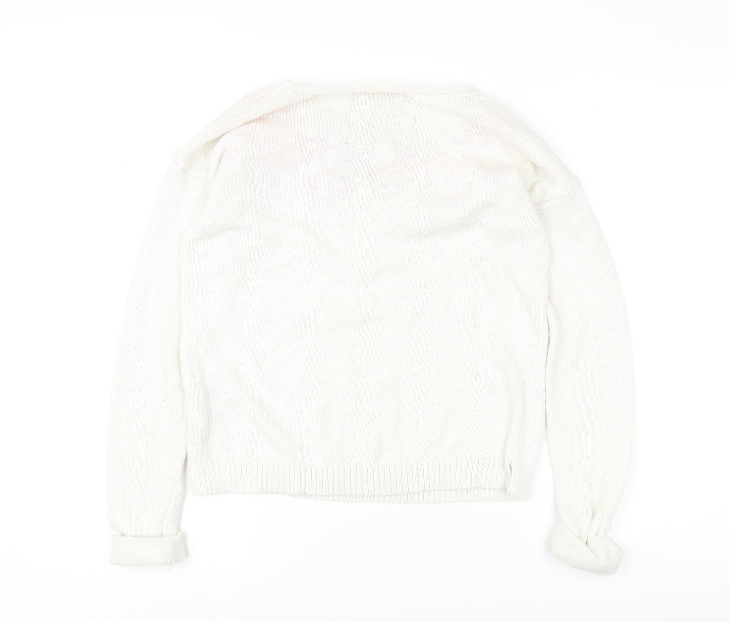 Superdry Girls Ivory Floral Knit Pullover Jumper XS