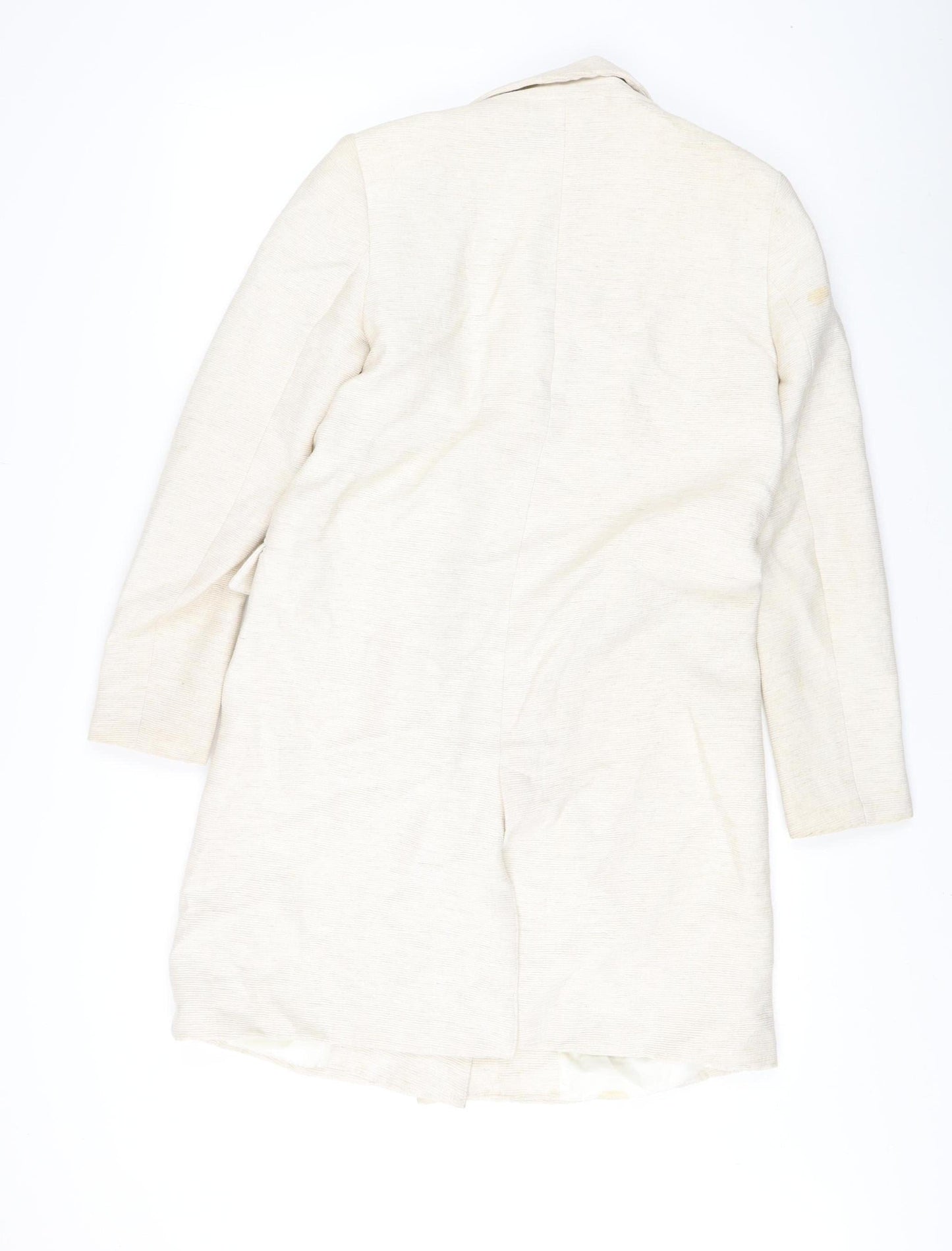 Womens UK Size S Zara Beige Overcoat