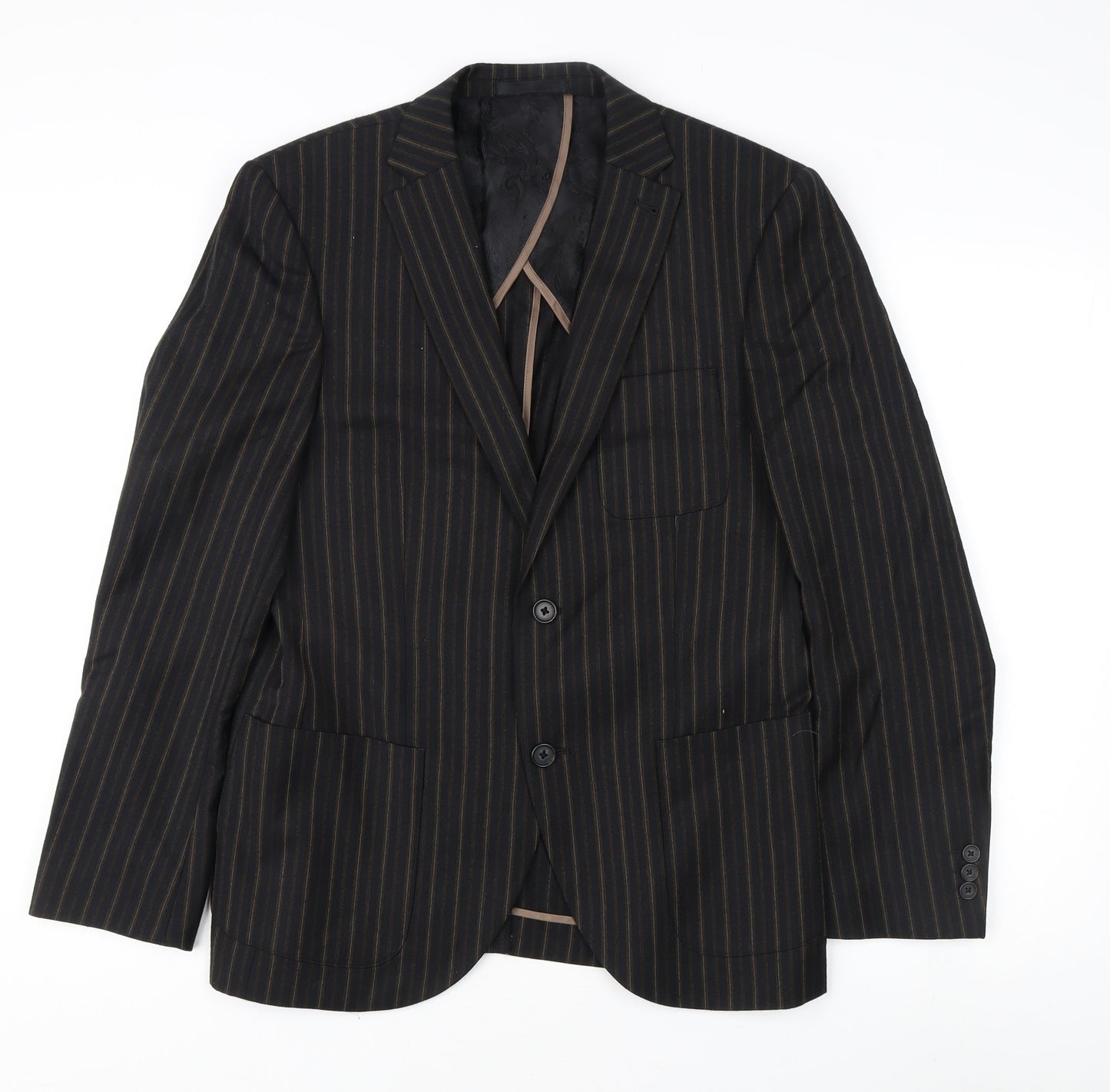 Altamoda Men's Brown Pinstripe Blazer 38S Slim Fit Jacket