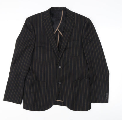 Altamoda Men's Brown Pinstripe Blazer 38S Slim Fit Jacket