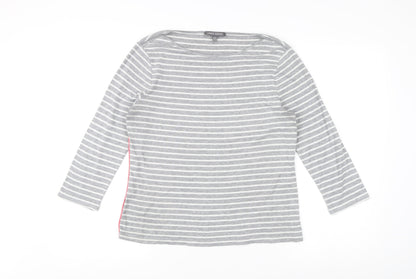 Laura Ashley Women's Grey Striped Boat Neck T-Shirt