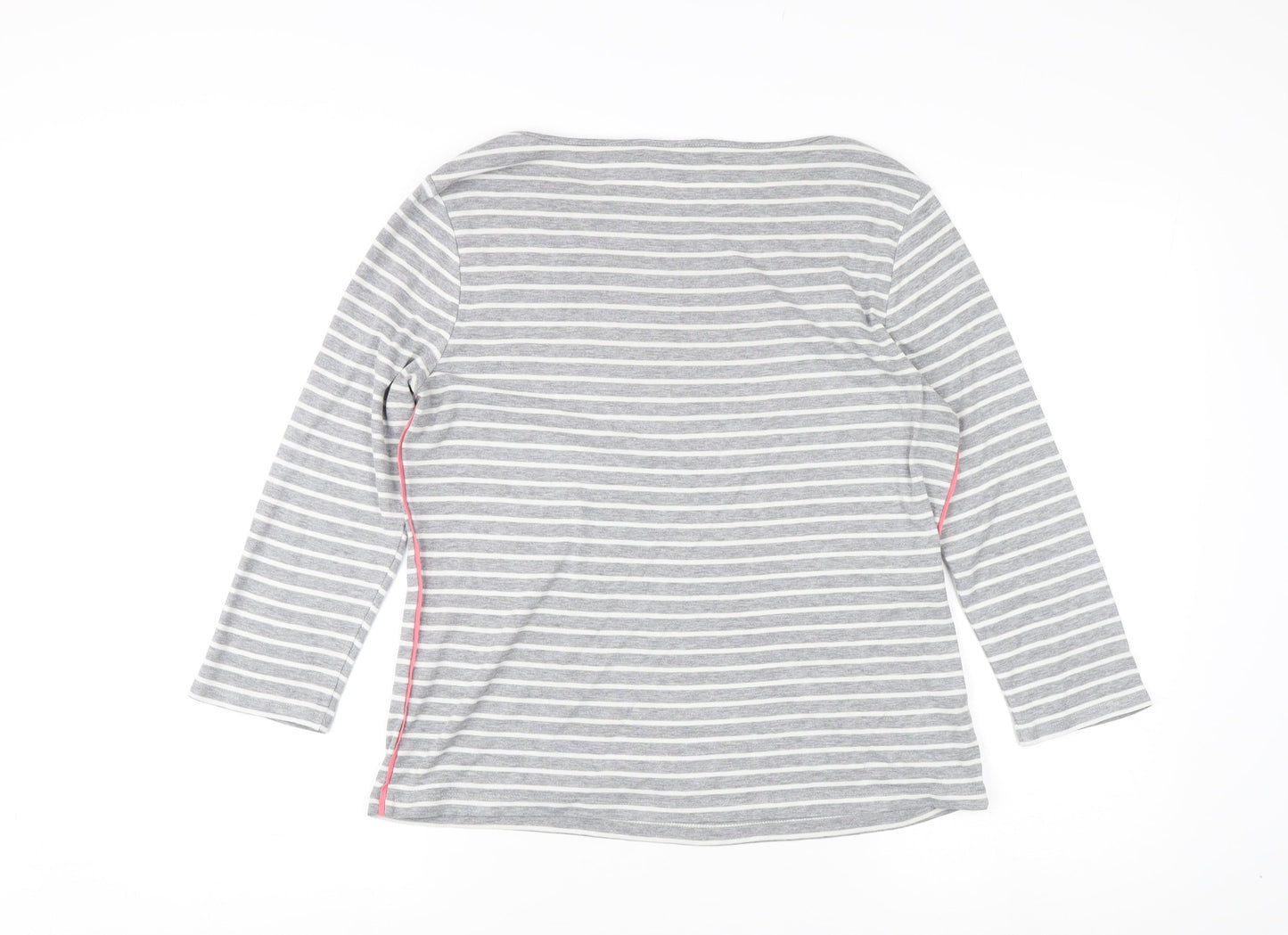 Laura Ashley Women's Grey Striped Boat Neck T-Shirt