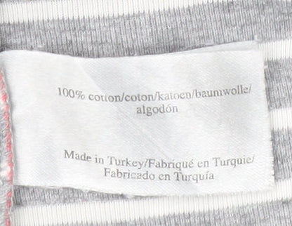 Laura Ashley Women's Grey Striped Boat Neck T-Shirt