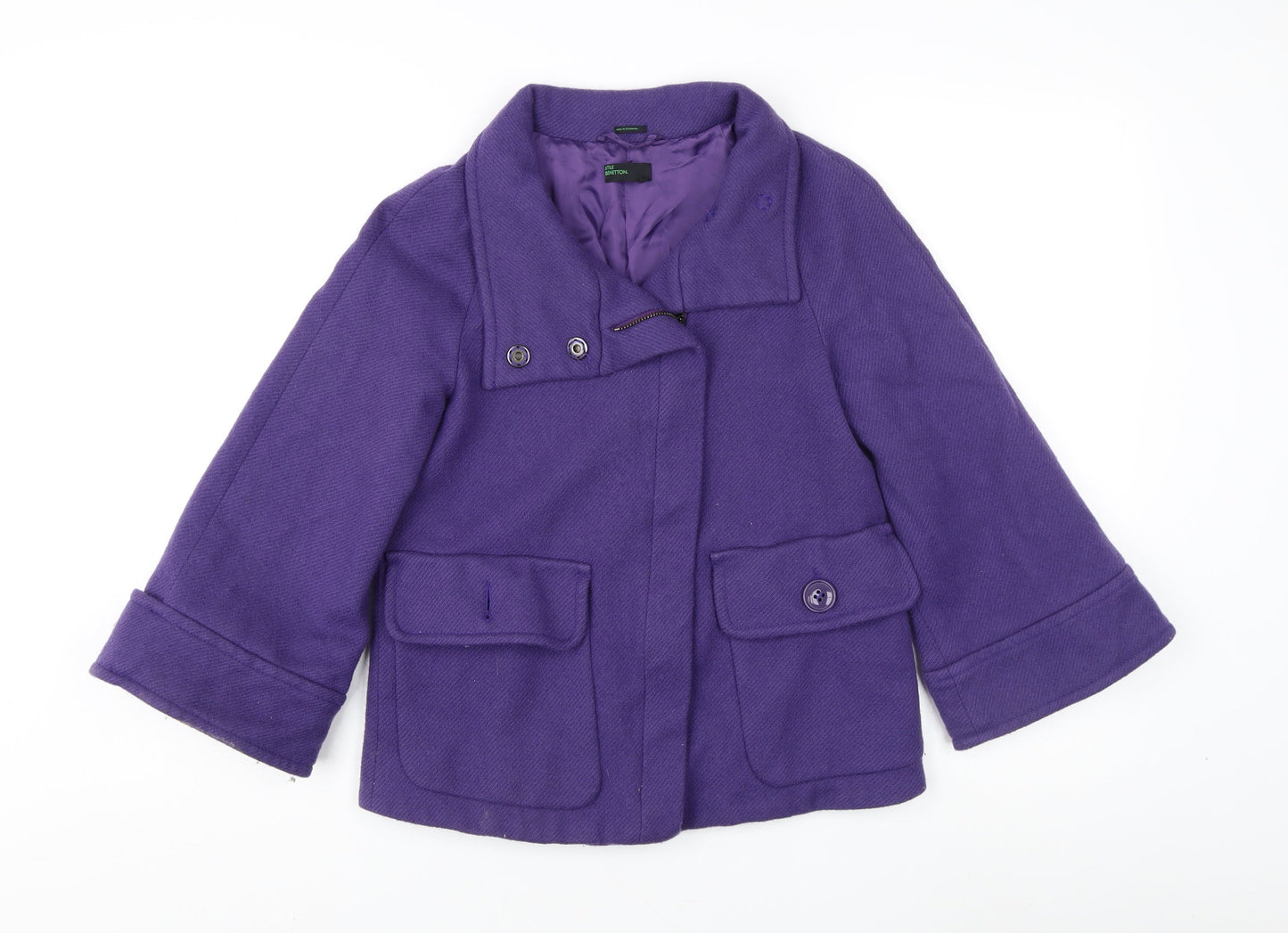 Benetton Women’s Purple Wool Short Coat Size 10