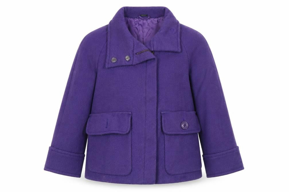 United Colors of Benetton Women’s Purple Wool Short Coat Size 10