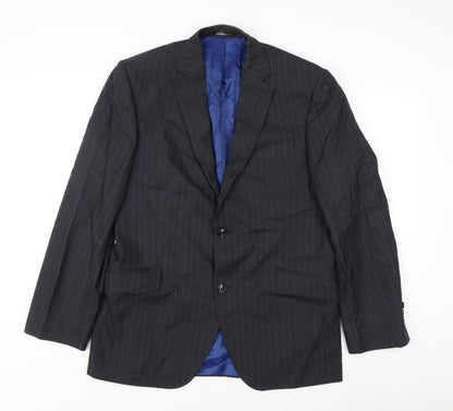 Austin Reed Men's Black Wool Blazer 42R Two-Button Jacket