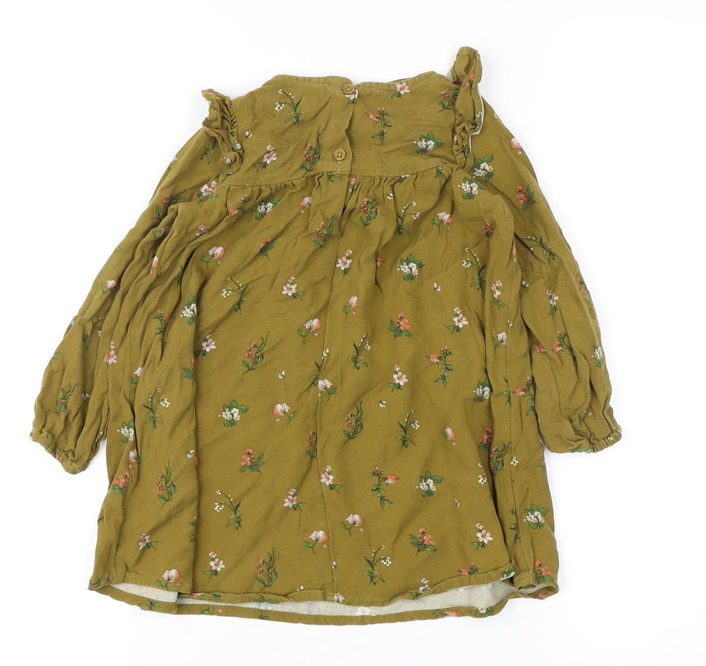 Next Girls Green Floral Tunic Blouse, 2-3 Years, Ruffle Accented