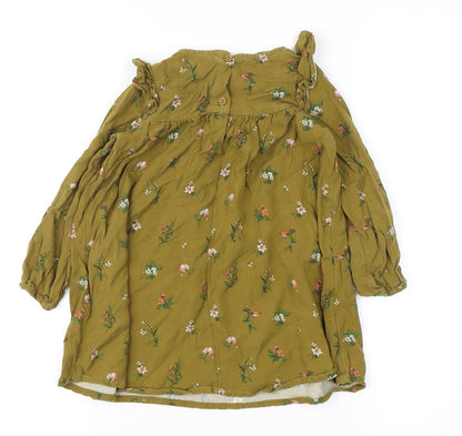 Next Girls Green Floral Tunic Blouse, 2-3 Years, Ruffle Accented