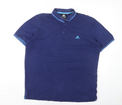 Adidas Men's Blue XL Short Sleeve Polo Shirt