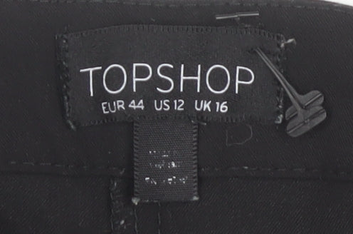 Topshop Women's Black Trousers Size 16 Regular Fit