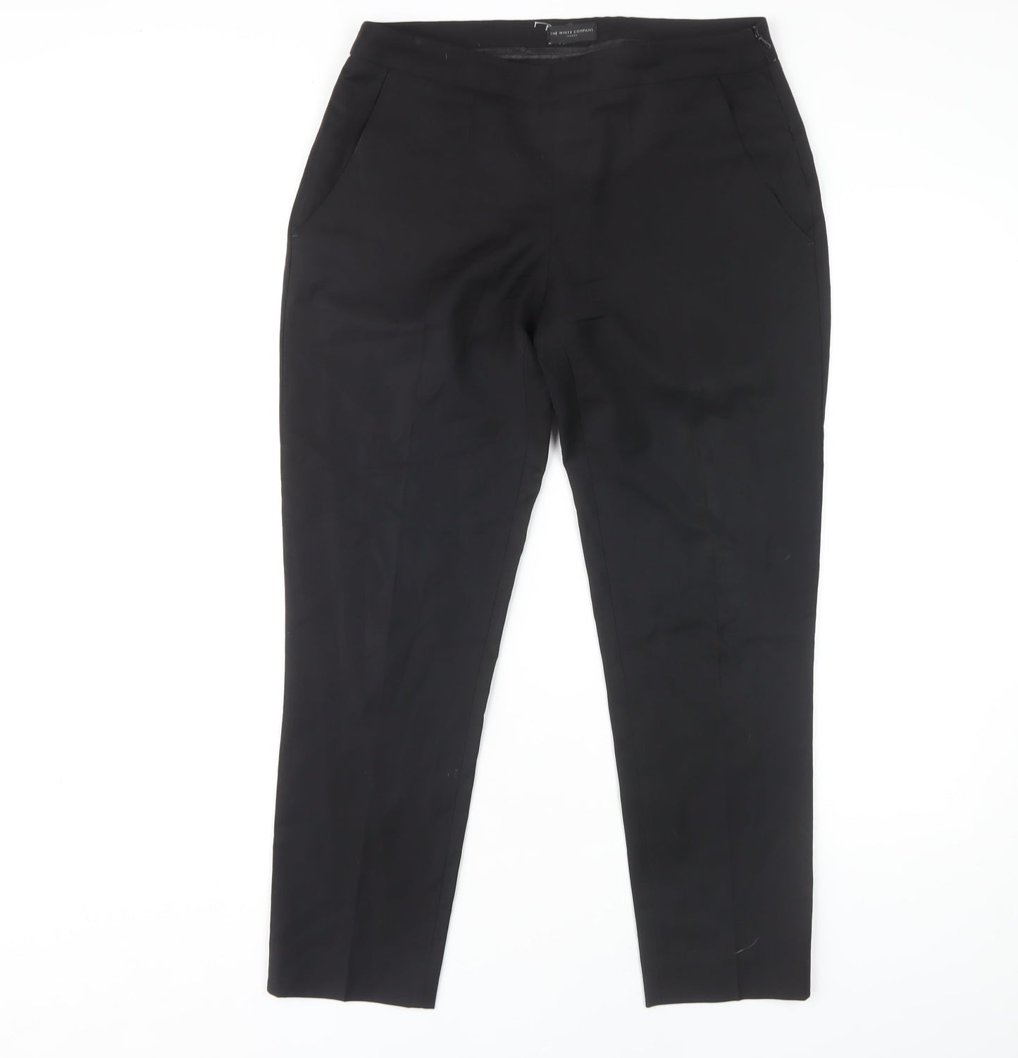 The White Company Women's Black Wool Trousers Size 10