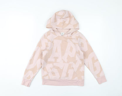 GAP Girls Pink Pullover Hoodie M Graphic Print