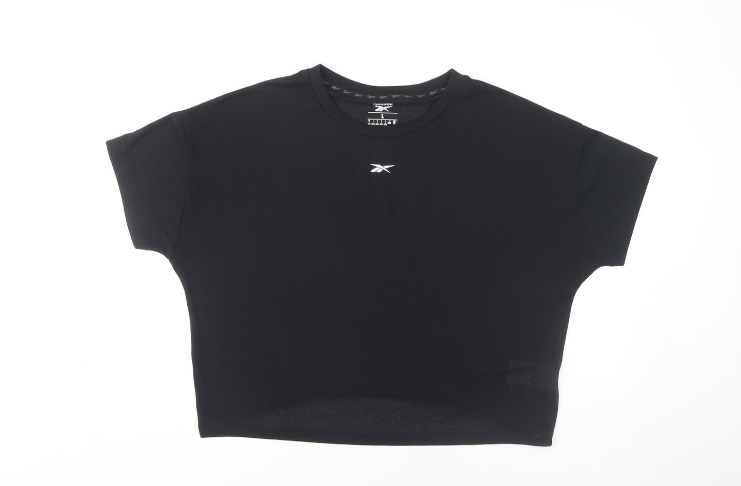 Reebok Women's Black Gym Tee - Large, Moisture Wicking