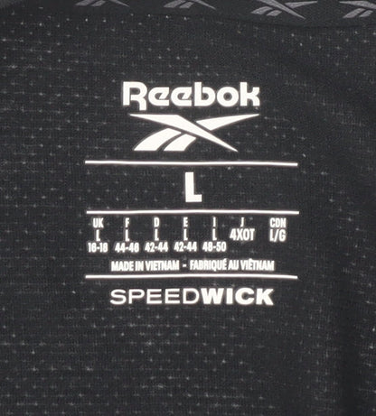 Reebok Women's Black Gym Tee - Large, Moisture Wicking