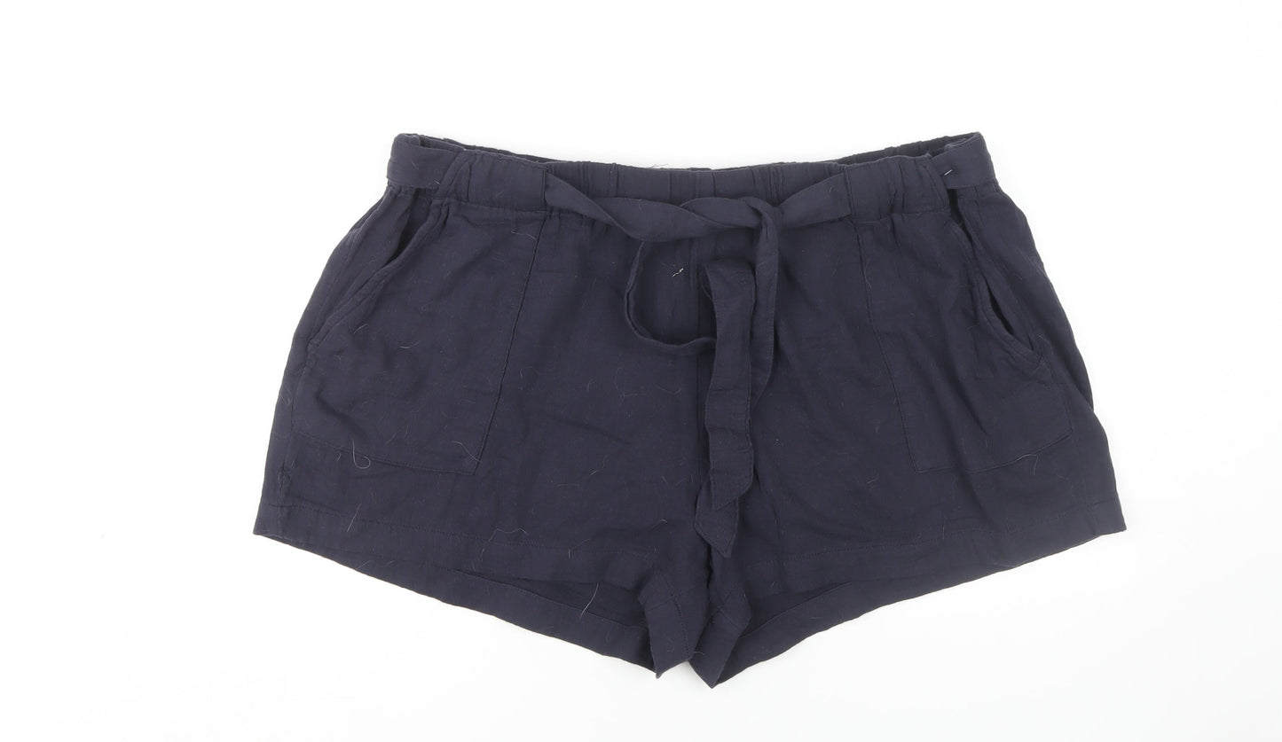 Marks and Spencer Women's Blue Belted Shorts, UK 22