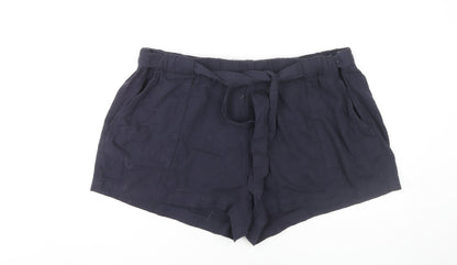Marks and Spencer Women's Blue Belted Shorts, UK 22