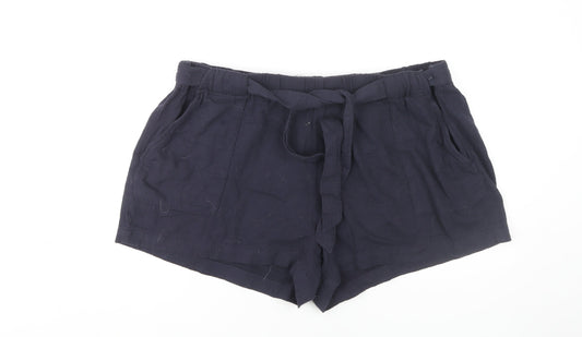 Marks and Spencer Women's Blue Belted Shorts, UK 22