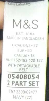 Marks and Spencer Women's Blue Belted Shorts, UK 22