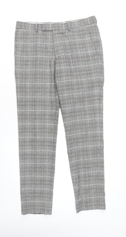 Moss London Slim Fit Grey Plaid Dress Pants 32