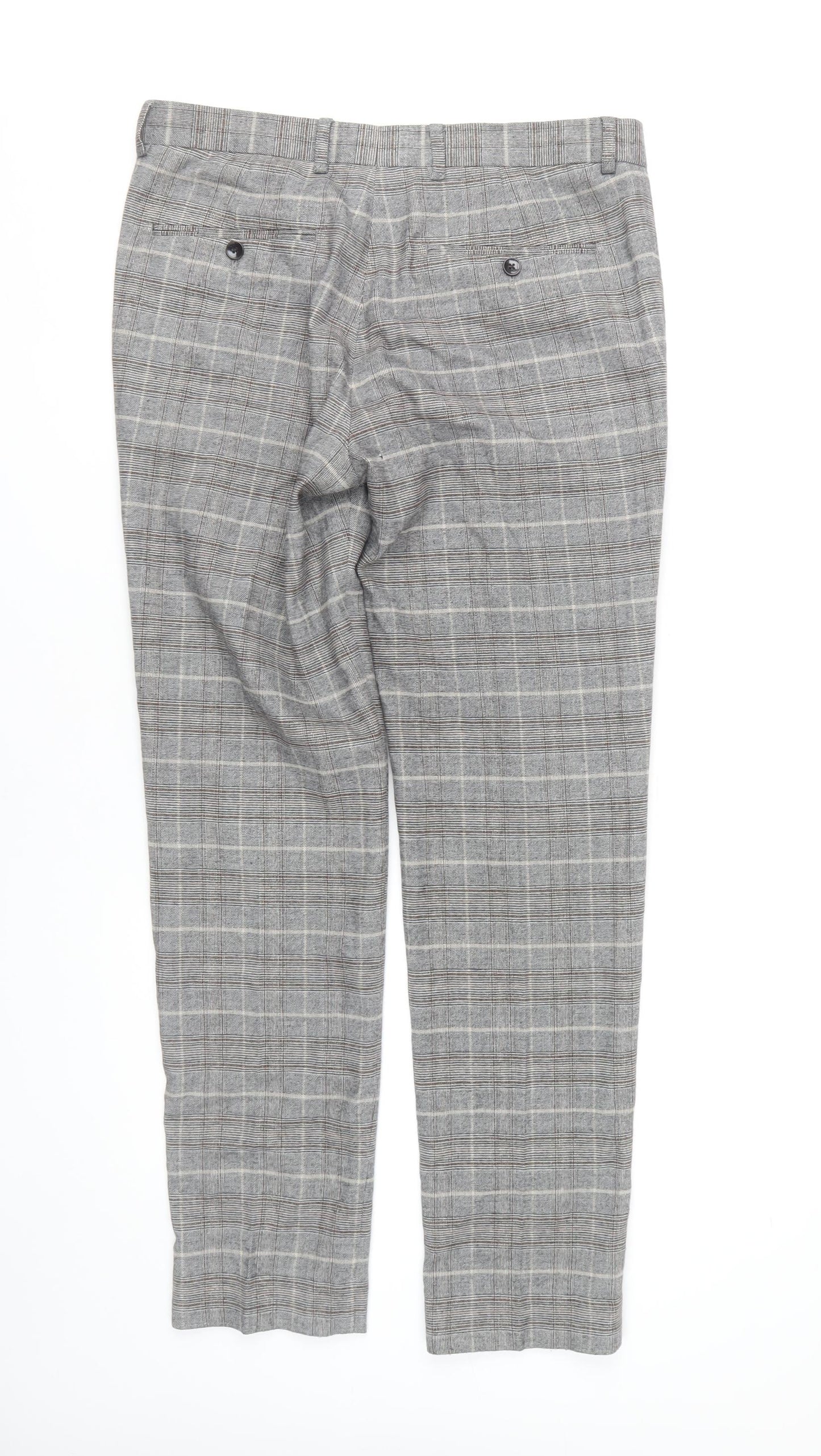 Moss London Slim Fit Grey Plaid Dress Pants 32