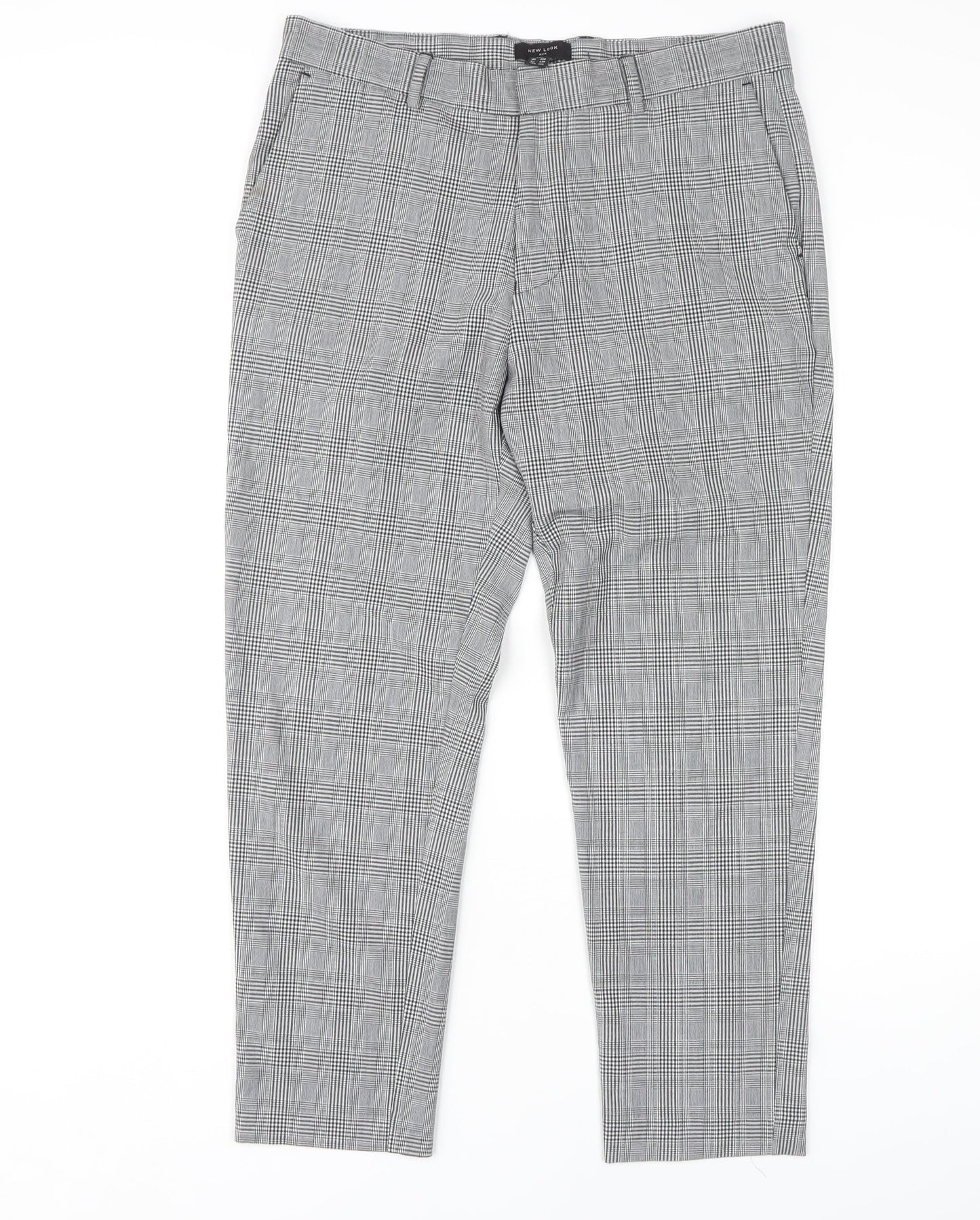 New Look Men's Grey Check Trousers, 32R