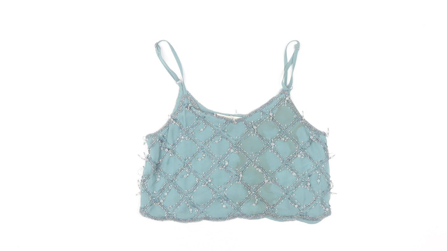 Womens UK Size 6 Miss Selfridge Blue Cropped Camisole