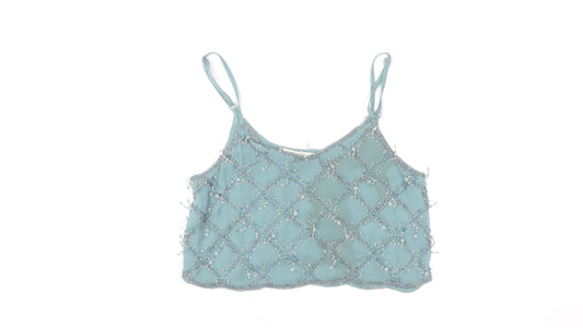 Womens UK Size 6 Miss Selfridge Blue Cropped Camisole