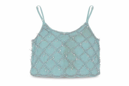 Womens UK Size 6 Miss Selfridge Blue Cropped Camisole