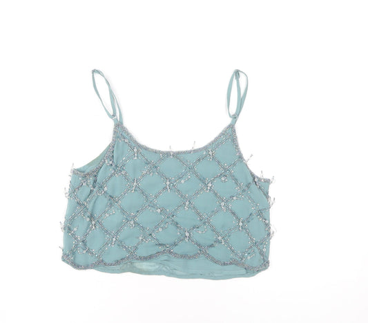 Womens UK Size 6 Miss Selfridge Blue Cropped Camisole
