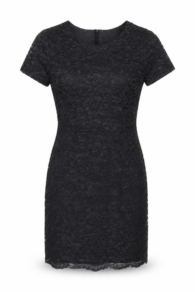 Front view of Classics Woman Black Lace Sheath Dress, size 12