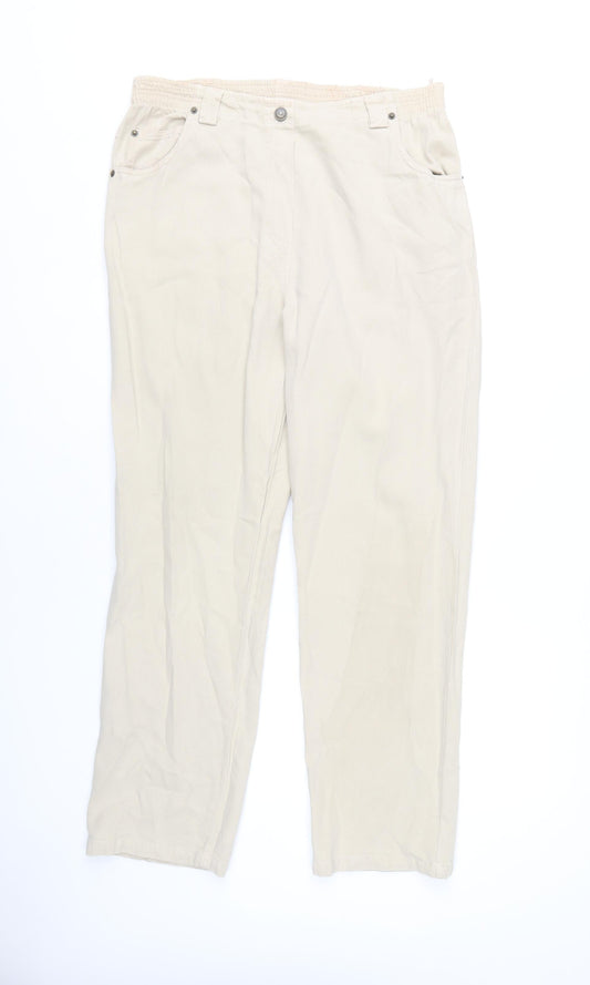 Classics Beige Women's Trousers, Size 12, Relaxed Fit