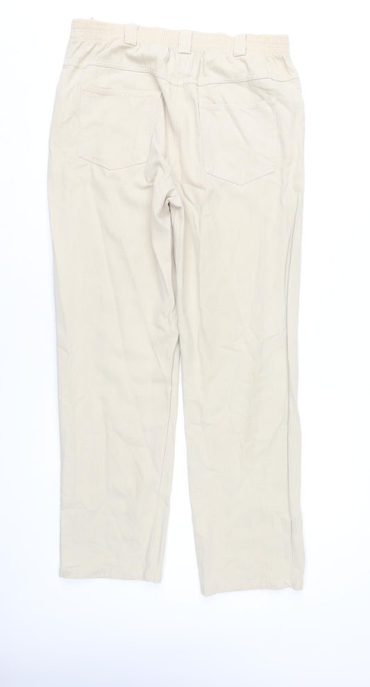 Classics Beige Women's Trousers, Size 12, Relaxed Fit