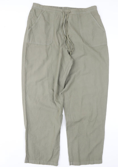 Womens UK Size 14 Classics Relaxed Fit Casual Green Trousers