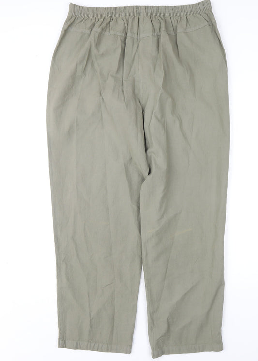 Classics Women's Green Trousers, Size 14, Cotton Casual
