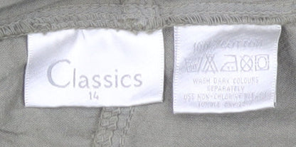 Womens UK Size 14 Classics Relaxed Fit Casual Green Trousers