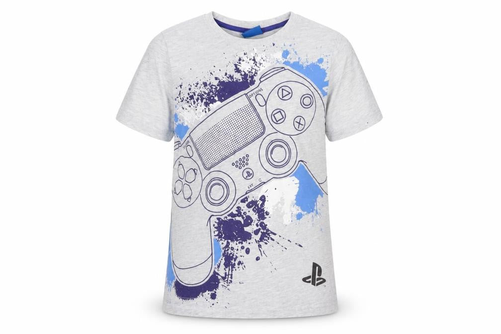 Front view of Fashion UK PlayStation Grey boys’ t-shirt, size 9-10, gaming