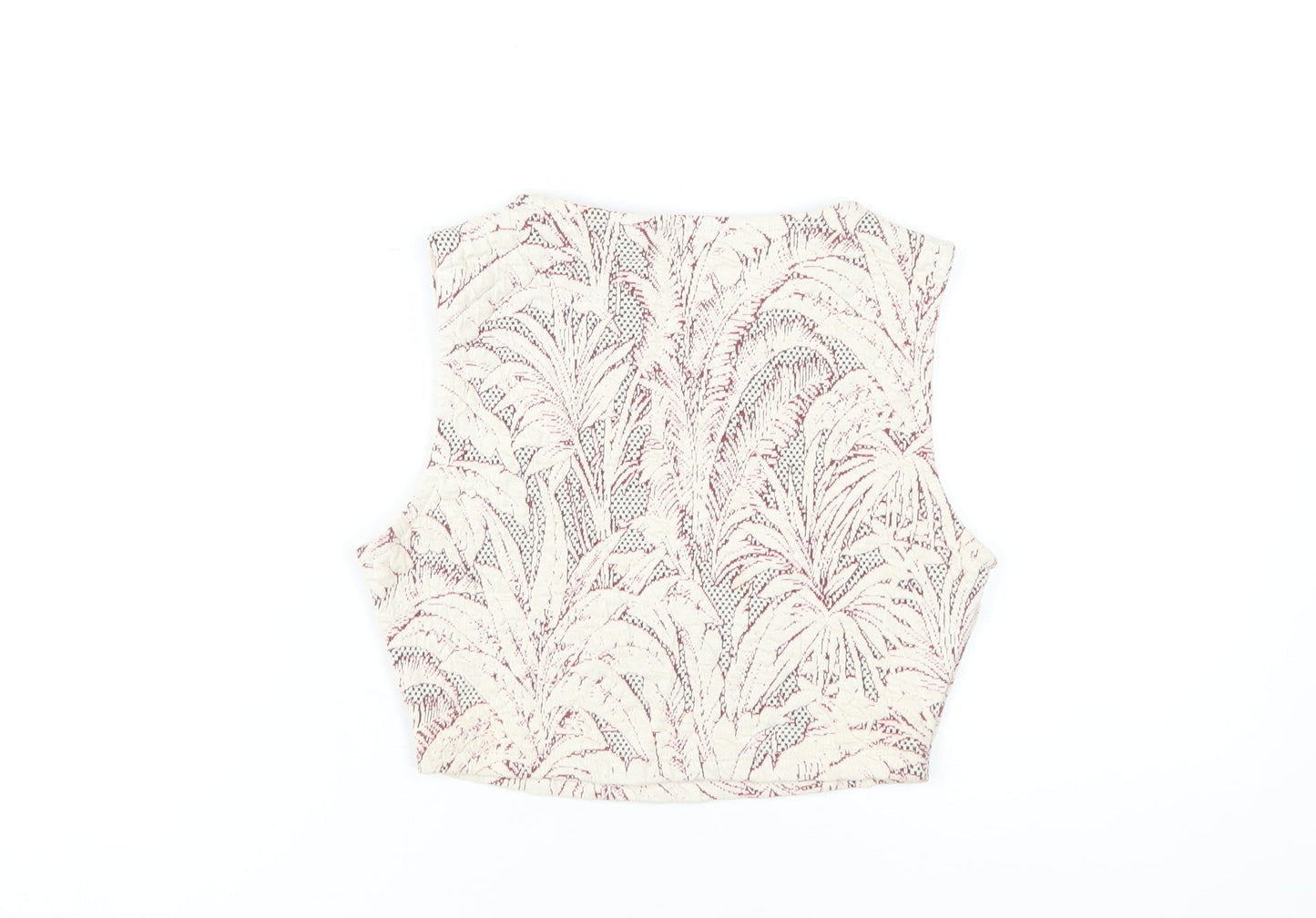 Zara Women Beige Floral Cropped Tank Size 6
