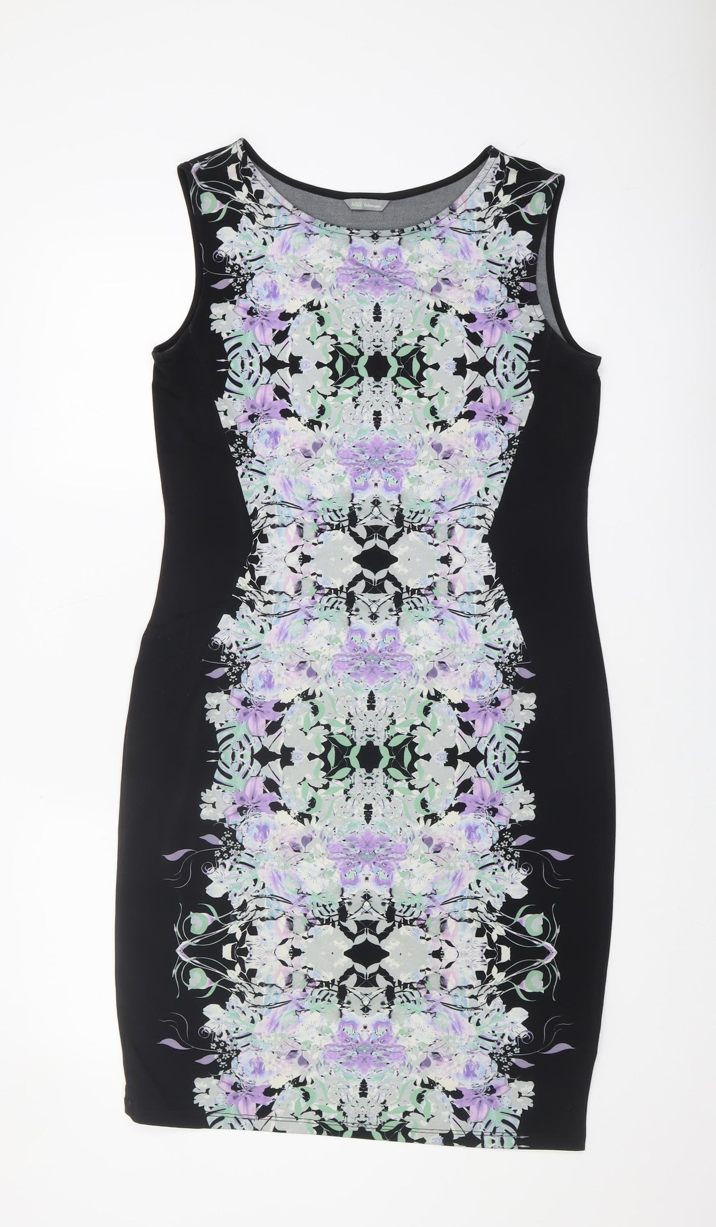 Marks and Spencer Women's Black Floral Sheath Dress Size 12