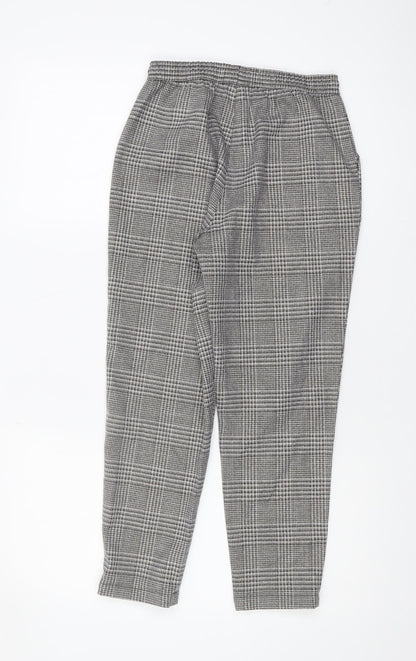 Next Girls Grey Check Trousers, Size 10 Years, Elastic Waist