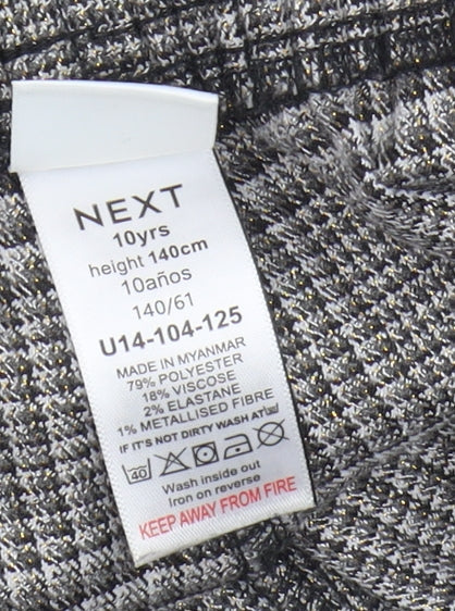 Next Girls Grey Check Trousers, Size 10 Years, Elastic Waist