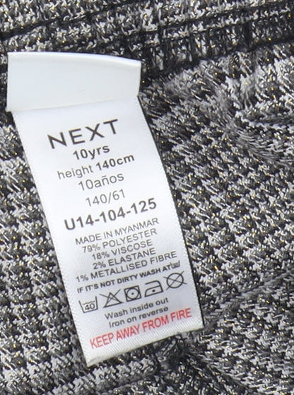 Next Girls Grey Check Trousers, Size 10 Years, Elastic Waist