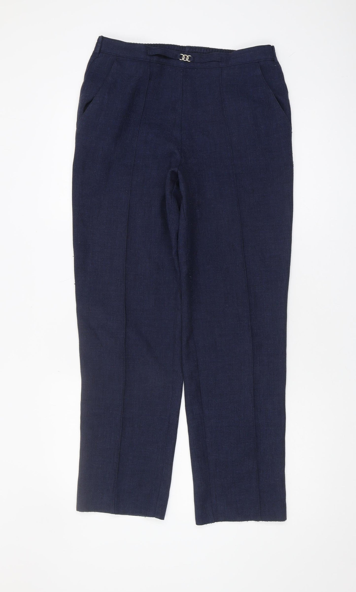 Womens UK Size 10 Marks and Spencer Classic Fit Cropped Blue Trousers