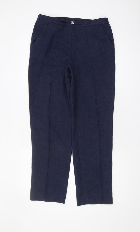 Womens UK Size 10 Marks and Spencer Classic Fit Cropped Blue Trousers