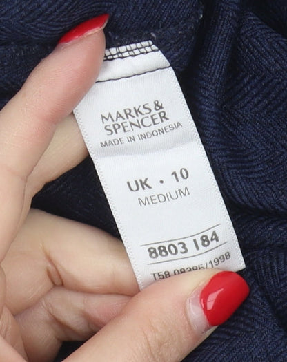 Womens UK Size 10 Marks and Spencer Classic Fit Cropped Blue Trousers