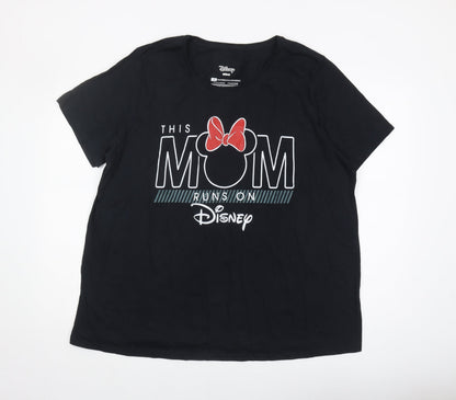 Womens UK Size 3XL Disney Black  T-Shirt