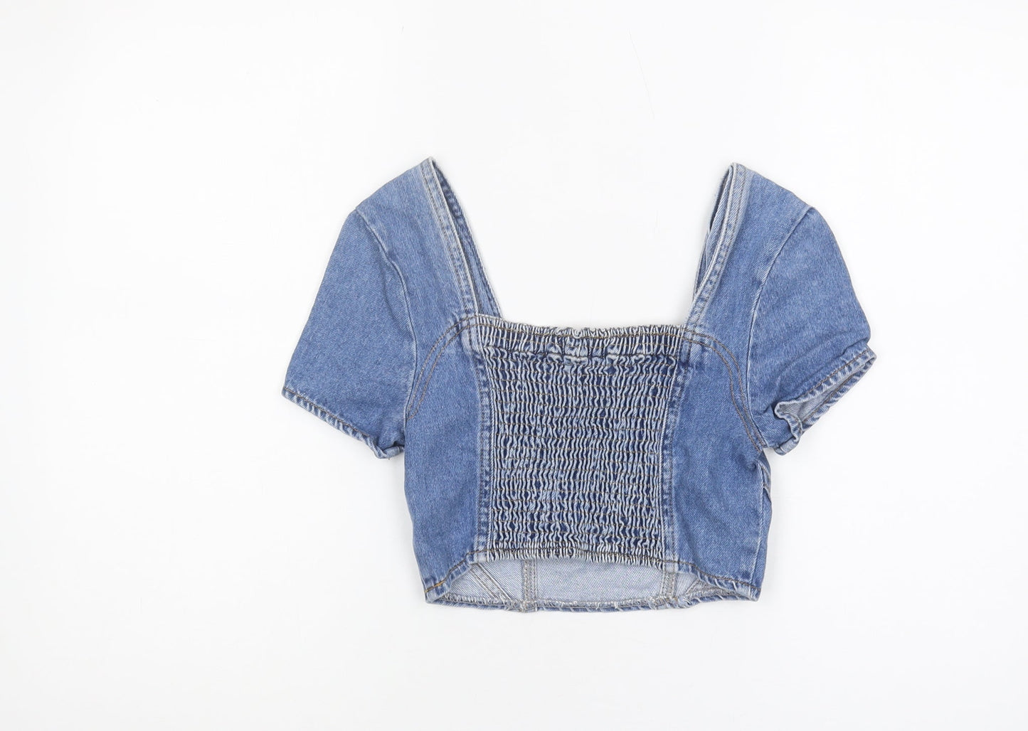 River Island Girls Blue Cropped Denim Top - Size 12 Years