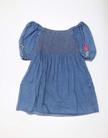 Next Girls Blue Off the Shoulder Embroidered Dress 15 Years