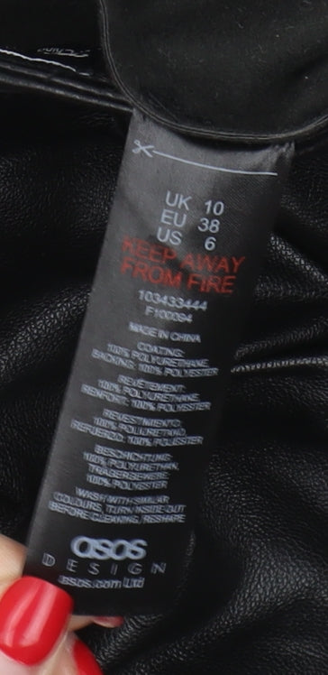 ASOS DESIGN Women's Black Faux Leather Trousers