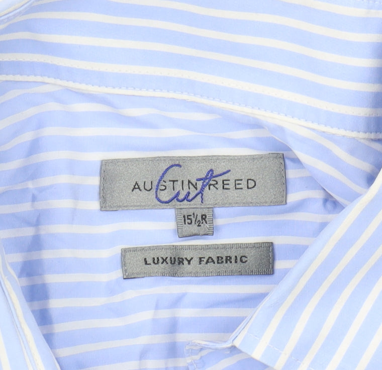 Austin Reed Men's Blue Striped Shirt, Size 15.5, Long Sleeve