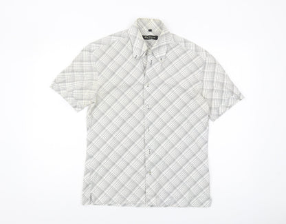 Ben Sherman Men's White Checked Short Sleeve Shirt S